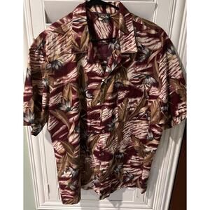 Hawaii Blues Mens Shirt XL Reddish Brown Flowers Tropical Camp Hawaiian